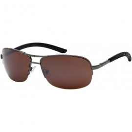 Oversized Semi-Rimless Square Aviators w/Flash Mirror Lens 25125S-FM - Gunmetal - CA12JJA8IL5 $7.75