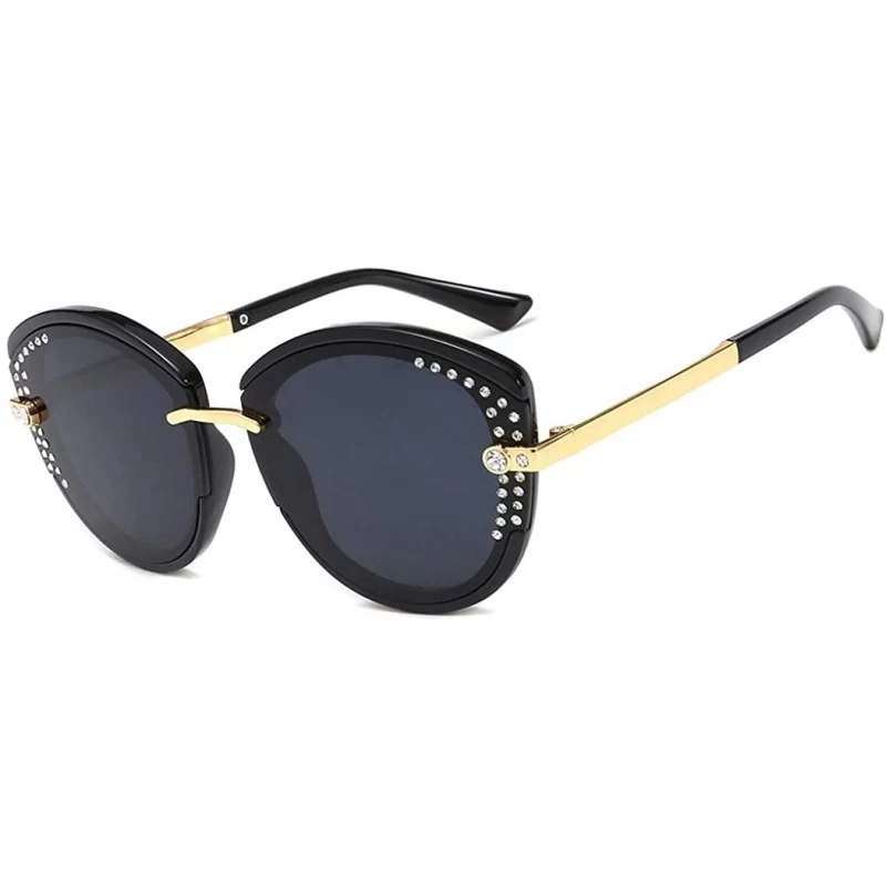 Aviator Fashion classic sunglasses - sunglasses women's anti-UV diamond sunglasses - A - CR18RS7NLRM $46.03