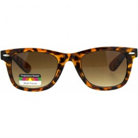 Rectangular Retro Horn Rim Multi 3 Focus Progressive Reading Sunglasses - Tortoise Brown - CR18D5LU0NK $11.94