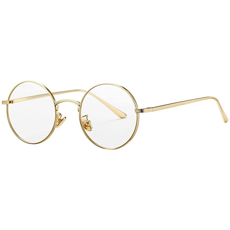 Round Vintage Round Metal Sunglasses John Lennon Style Small Unisex Sun Glasses - A4 Gold Frame/Clear Lens - CM18KGY7IKX $11.92