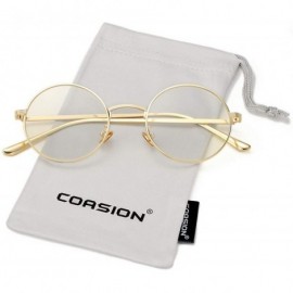 Round Vintage Round Metal Sunglasses John Lennon Style Small Unisex Sun Glasses - A4 Gold Frame/Clear Lens - CM18KGY7IKX $11.92