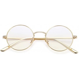 Round Vintage Round Metal Sunglasses John Lennon Style Small Unisex Sun Glasses - A4 Gold Frame/Clear Lens - CM18KGY7IKX $11.92