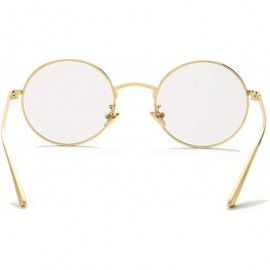 Round Vintage Round Metal Sunglasses John Lennon Style Small Unisex Sun Glasses - A4 Gold Frame/Clear Lens - CM18KGY7IKX $11.92