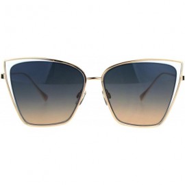 Square Trendy Fashion Sunglasses Womens Square Butterfly Metal Frame UV 400 - Gold White (Blue Peach) - C2189U56QOM $14.56