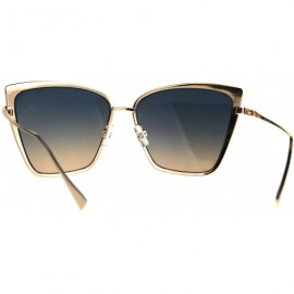 Square Trendy Fashion Sunglasses Womens Square Butterfly Metal Frame UV 400 - Gold White (Blue Peach) - C2189U56QOM $14.56