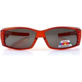 Rectangular Clear Icy Bling Rectangular Polarized OTG Fit Over Sunglasses P007 - Red - C71887N8X0G $17.57