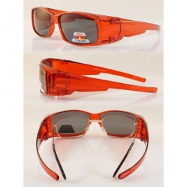 Rectangular Clear Icy Bling Rectangular Polarized OTG Fit Over Sunglasses P007 - Red - C71887N8X0G $17.57