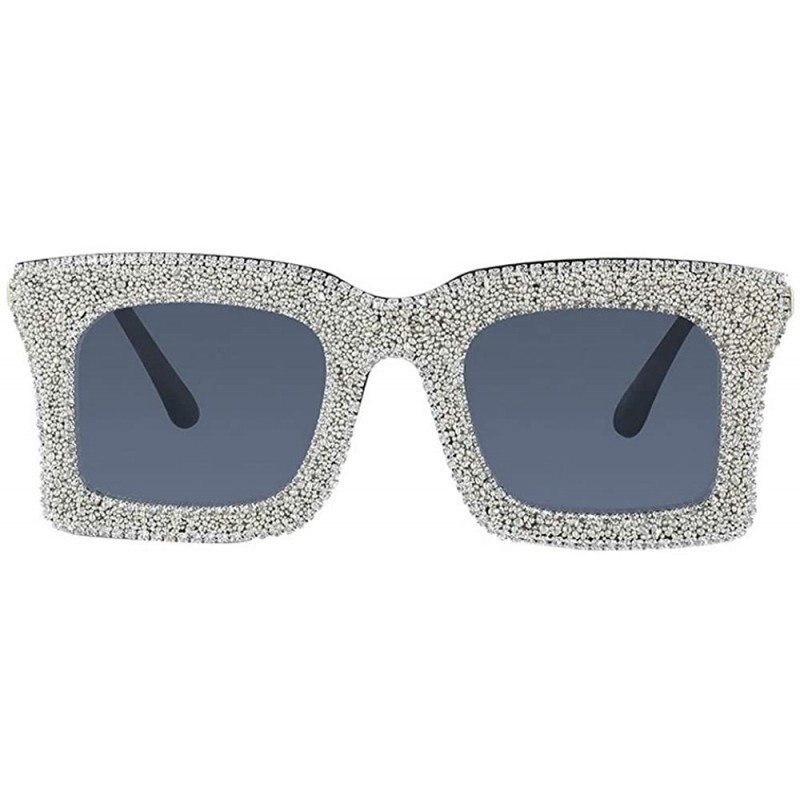 Oversized Oversize Sunglasses Fashion Diamond glasses - White&black - CG192K7A8Y2 $17.96