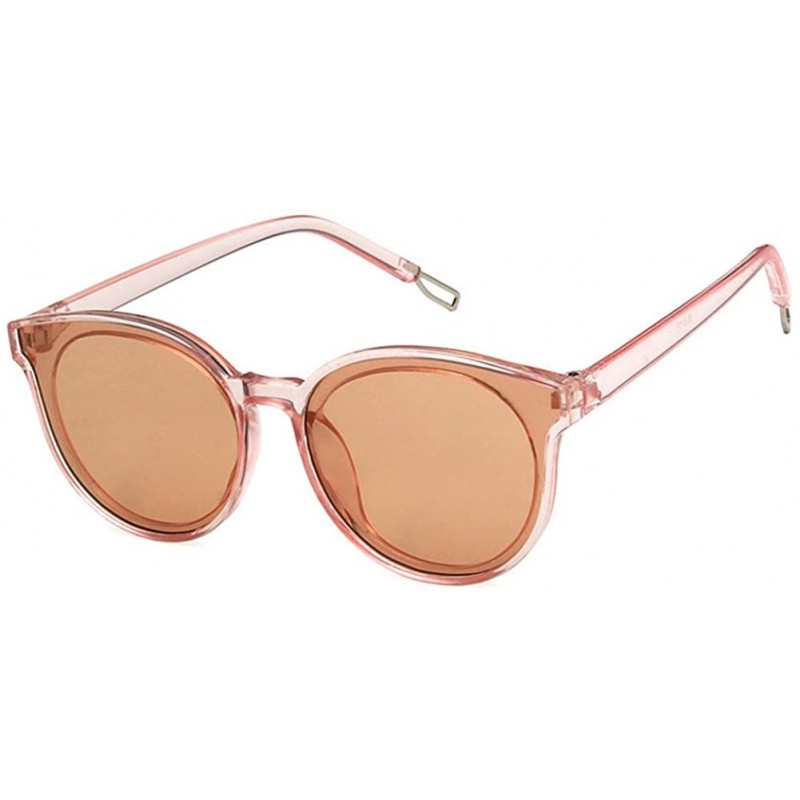 Oval Unisex Sunglasses Retro Bright Black Grey Drive Holiday Oval Non-Polarized UV400 - Transparent Pink - C518RLXWE7S $9.68