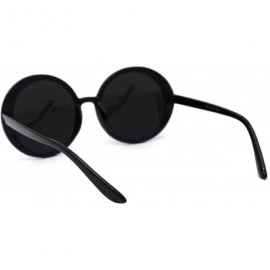 Round Womens Wizard Black Plastic Round Circle Hippie Sunglasses - Blue Mirror - CW1979ZCZNW $9.87