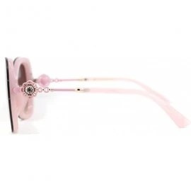 Butterfly Womens Pearl Brooch Jewel Exposed Lens Fashion Sunglasses - Pink Brown - CC18U0IZSN2 $14.50