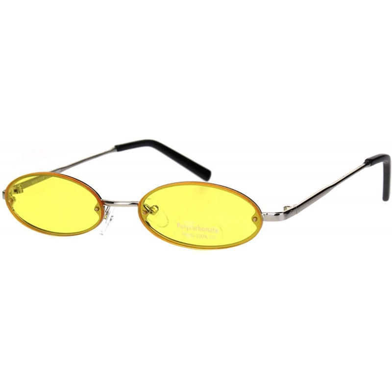 Oval Mens Retro Oval Pimp Color Lens Narrow Exposed Edge Sunglasses - Silver Yellow - C418IR0RESR $9.10