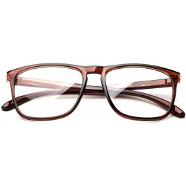 Square "Arcadia" Slim Keyhole Design Round Fashion Clear Lens Glasses - Brown - CE12HJVJDFR $8.23