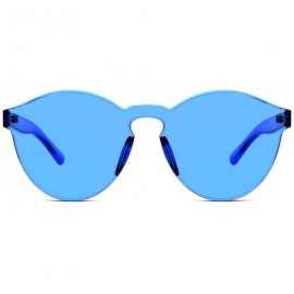 Oversized Oversized Colorful One Piece Square Sunglasses Flat Gradient Transparent Lenses Party Sun Glasses - Blue - CQ18S9YS...