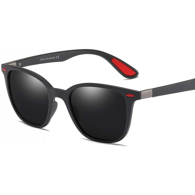 Square Hot Sale Sunglasses Men Polarized Tr90 Driving Square Sun Glasses Male TAC Lens - Black Red - CK18KNGTQT3 $12.28