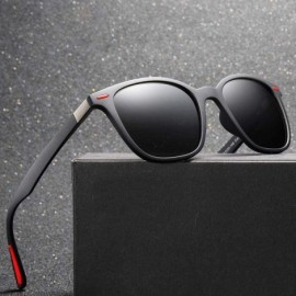 Square Hot Sale Sunglasses Men Polarized Tr90 Driving Square Sun Glasses Male TAC Lens - Black Red - CK18KNGTQT3 $12.28