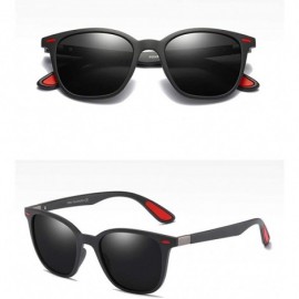 Square Hot Sale Sunglasses Men Polarized Tr90 Driving Square Sun Glasses Male TAC Lens - Black Red - CK18KNGTQT3 $12.28