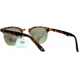 Wayfarer Mirrored Color Mirror Lens Tortoise Frame Half Rim Horned Sunglasses - Blue Revo - C711AL29VY9 $12.11