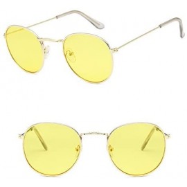 Round Sunglasses Mirror Classic Glasses Driving - Goldoceanyellow - C9198N86R2N $14.33