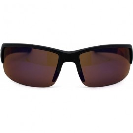 Rectangular Flaming Arm Rectangular Half Rim Matte Sport Sunglasses - Black Orange Blue Mirror - C0195A2ZCX5 $13.86