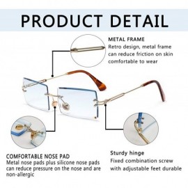 Rectangular Square Ultra-Small Frame sunglasses for Women Men Rectangle Retro see through lens rimless sunglasses - 12 - CV19...