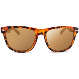 Wayfarer Wooden Bamboo Sunglasses Temples Classic Wayfarer Retro Square Wood Sunglasses - Tortoise W/ Pouch - CV11VNUSS6V $29.18