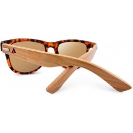 Wayfarer Wooden Bamboo Sunglasses Temples Classic Wayfarer Retro Square Wood Sunglasses - Tortoise W/ Pouch - CV11VNUSS6V $29.18