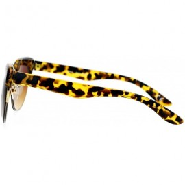 Round Womens Round Horn Cat Eye Half Rim Sunglasses - Tortoise Brown - CH129K8MGGZ $11.68