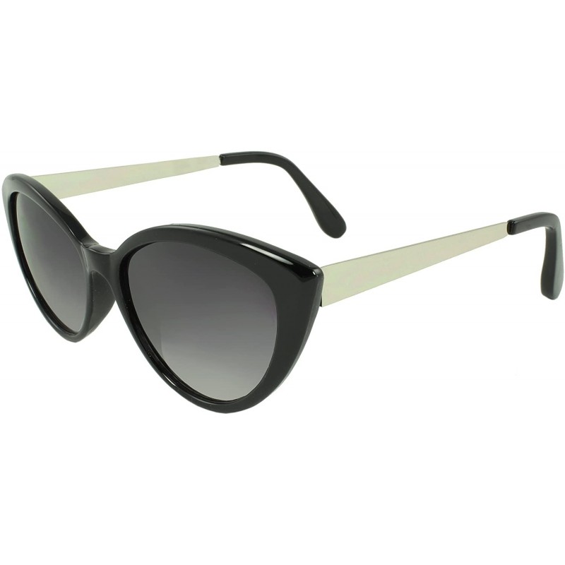 Cat Eye Traditional Cat Eye Fashion Sunglasses - Black Silver - CN11G3L6DBH $11.77