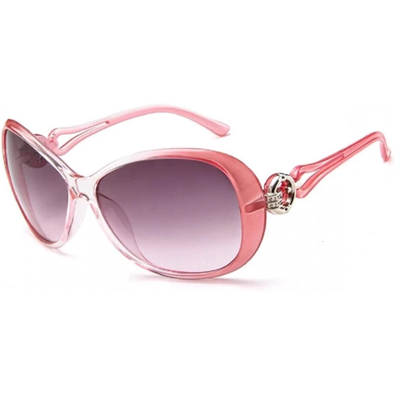 Oval Vintage Polarized Oval shape Sunglasses for Women Classic Designer Style UV400 Protection Frame - Pink Frame Grey - CS19...