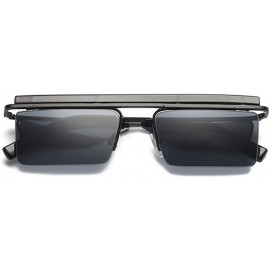 Square Personalized Unisex Sunglasses Frameless Square Ocean Sunglasses - Black Color - CG18DUG39RZ $30.43