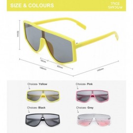 Oversized Flat Top Square Fashion Shield Sunglasses for Women Man Oversized One Piece Lens Sun Glasses - Yellow - C818WM948W3...