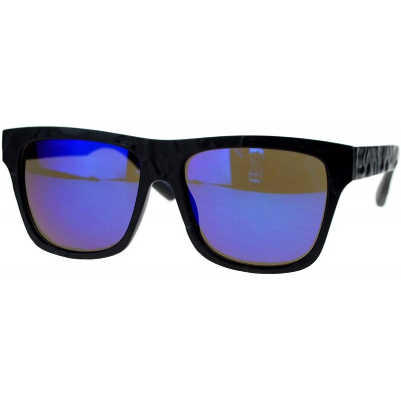 Oversized SA106¨ Unique Stone Slab Texture Mirrored Lens Oversize Horned Sunglasses - Blue Revo - C011ZFVM6W1 $9.71