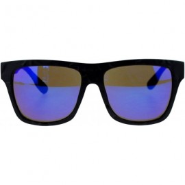 Oversized SA106¨ Unique Stone Slab Texture Mirrored Lens Oversize Horned Sunglasses - Blue Revo - C011ZFVM6W1 $9.71