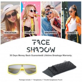 Oversized Flat Top Square Fashion Shield Sunglasses for Women Man Oversized One Piece Lens Sun Glasses - Yellow - C818WM948W3...