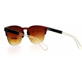 Square Fashion Womens Sunglasses Half Rim Square Designer Style Shades - Brown (Brown Gradient) - CJ188TRN7D3 $11.73