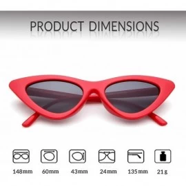 Round Retro Vintage Cateye Sunglasses for Women Clout Goggles Plastic Frame Glasses - Black&red - CZ18KHZ8UWE $13.87