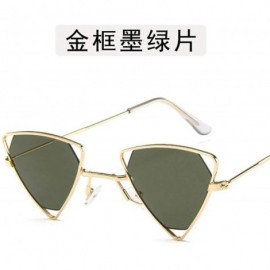 Aviator Triangle Women Sunglasses Vintage Design Luxury Cat Brand Red Lens Black Grey - Gold Green - C018Y2OM8LC $9.54