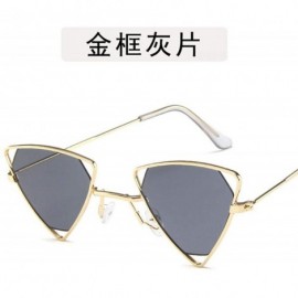 Aviator Triangle Women Sunglasses Vintage Design Luxury Cat Brand Red Lens Black Grey - Gold Green - C018Y2OM8LC $9.54