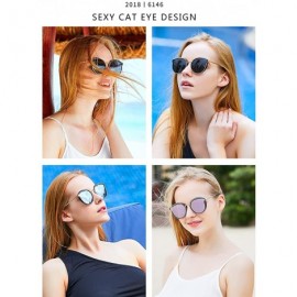 Cat Eye Cateye Women Sunglasses Polarized Cat Eye Glasses Fashion Vintage Designer Oversized Mirror - Purple-58 - CA1807TH44K...