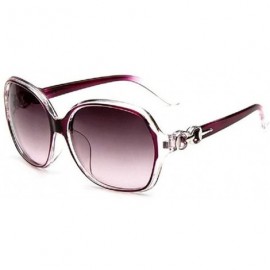 Round Female Fashion Plastic Hollow Frame Rimmed Sunglasses - Lightpurple - CK18C0U5MEU $7.81