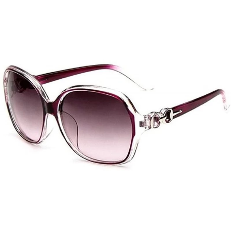 Round Female Fashion Plastic Hollow Frame Rimmed Sunglasses - Lightpurple - CK18C0U5MEU $7.81
