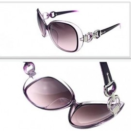 Round Female Fashion Plastic Hollow Frame Rimmed Sunglasses - Lightpurple - CK18C0U5MEU $7.81