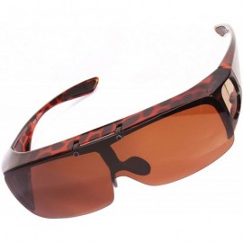 Goggle Driving Glasses Wraparounds Polarized Fitover Sunglasses - Leopard - CK18QA4DWSM $19.23