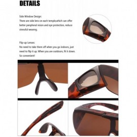 Goggle Driving Glasses Wraparounds Polarized Fitover Sunglasses - Leopard - CK18QA4DWSM $19.23