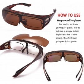 Goggle Driving Glasses Wraparounds Polarized Fitover Sunglasses - Leopard - CK18QA4DWSM $19.23