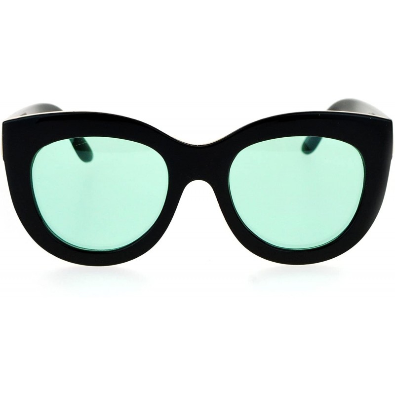 Cat Eye Diva Thick Plastic Oversize Cat Eye Womens Sunglasses - Black Green - CL12NYK65F5 $9.64