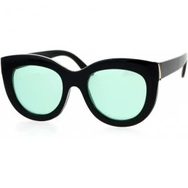 Cat Eye Diva Thick Plastic Oversize Cat Eye Womens Sunglasses - Black Green - CL12NYK65F5 $9.64
