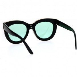 Cat Eye Diva Thick Plastic Oversize Cat Eye Womens Sunglasses - Black Green - CL12NYK65F5 $9.64