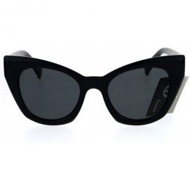 Cat Eye Unique Compact Flat Lens Rigid Squared Cat Eye Sunglasses - All Black - CR12MYZJM8E $11.12